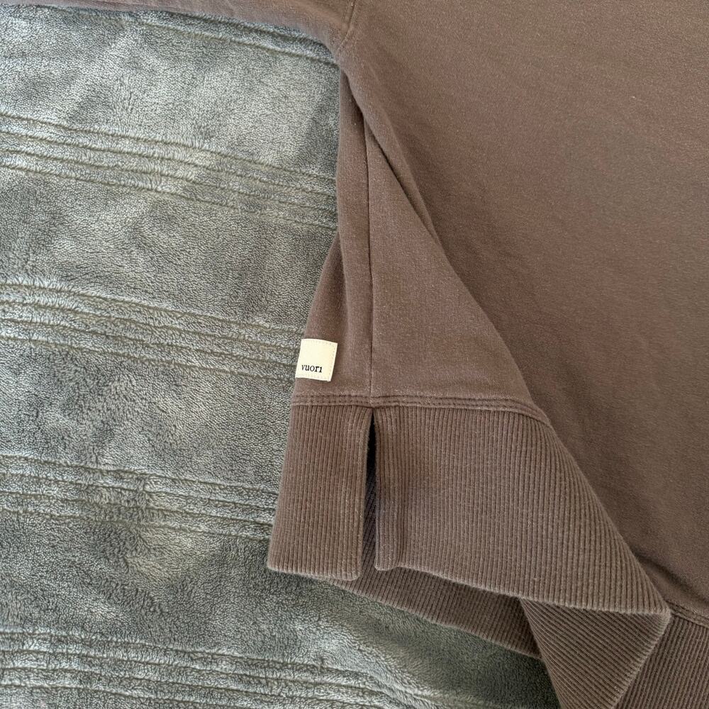 Vuori Laguna Henley in Cocoa Heather Long Sleeve Organic Cotton Sweater Women XS - Picture 11 of 16